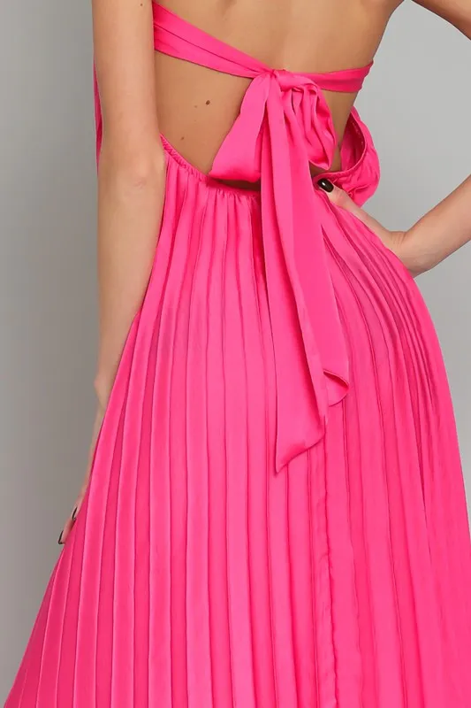 Strapless Pleated Maxi Dress