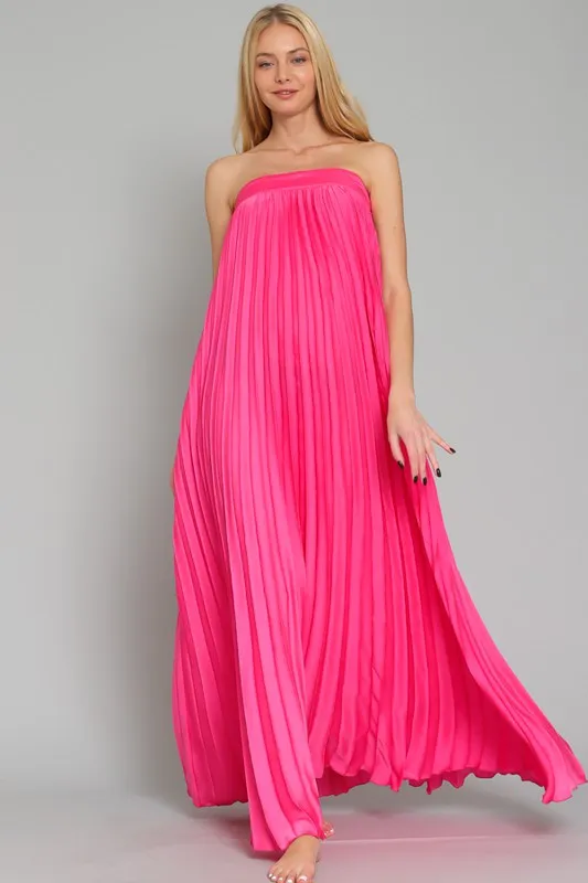 Strapless Pleated Maxi Dress