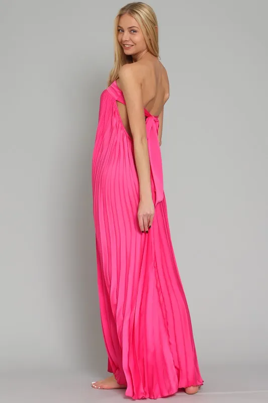 Strapless Pleated Maxi Dress