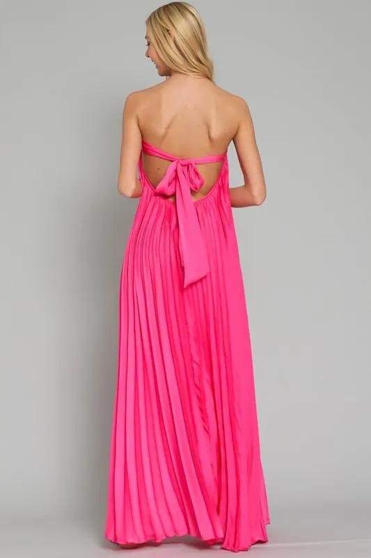 Strapless Pleated Maxi Dress