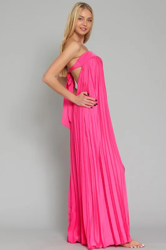 Strapless Pleated Maxi Dress