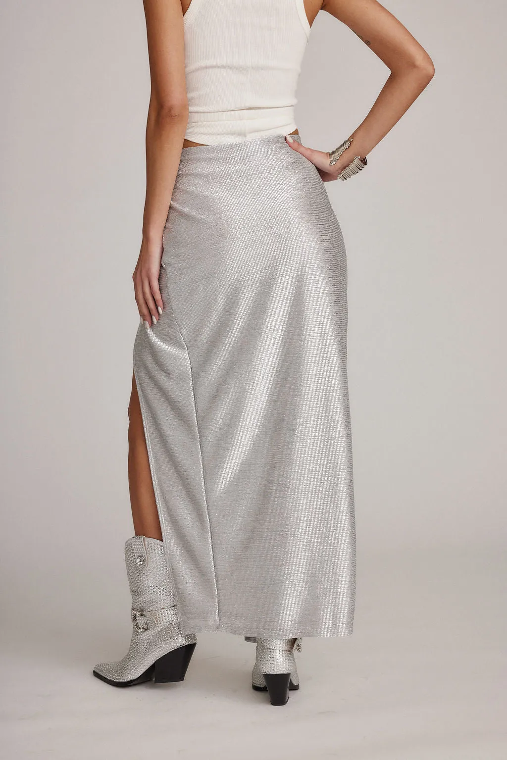 Toulouse Silver Maxi Skirt