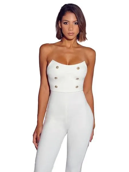 White Strapless Jumpsuit