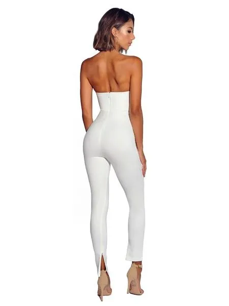 White Strapless Jumpsuit