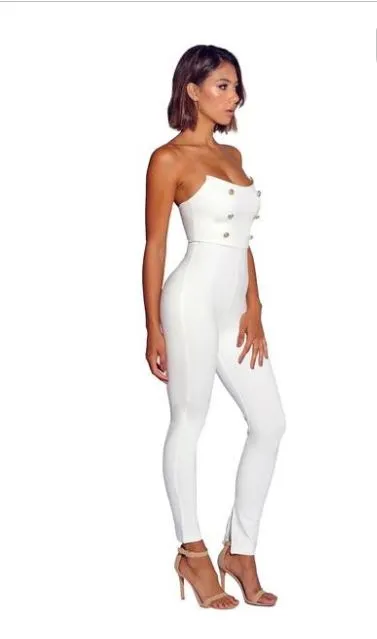 White Strapless Jumpsuit