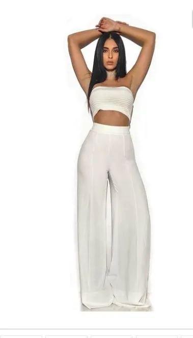 White Strapless Stretch Two Piece Pantsuit