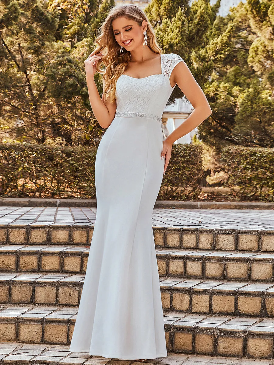 Wholesale Cap Sleeve Sweetheart Mermaid Style Wedding Dress